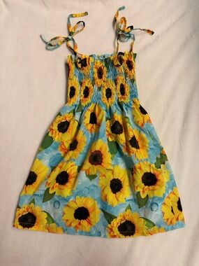 Girls Sunflower Smocked Sundress